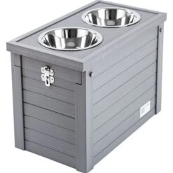 Contenedor De Pienso Con Comederos Kerbl Pet EcoFLEX® Para Perros -Gatos Perros Suministros Tienda 106300 kerbl ecoflex futterbar gray hs 08 0