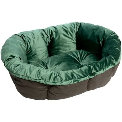 Cesta Ferplast Siesta Deluxe Negra Con Funda Sofá Aterciopelada Verde - Imagen 2