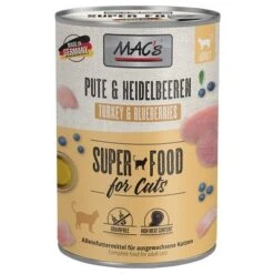 MAC's 6 X 400 G En Latas Para Gatos -Gatos Perros Suministros Tienda 217997 pla macs katzenfutter pute heidelbeeren 400g hs 01 7