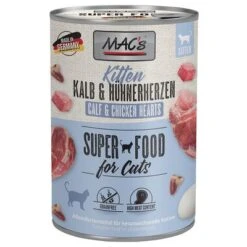 MAC's 6 X 400 G En Latas Para Gatos -Gatos Perros Suministros Tienda 238696 pla macs katzenfutter kitten kalb huehnerherzen 400g hs 01 9