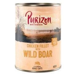 Purizon Adult 6 X 400 G Comida Húmeda Para Gatos, Sin Cereales -Gatos Perros Suministros Tienda 242400 pla purizon cat adult wildschwein 400g 6 1