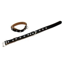 Collar De Cuero Heim Edelweiß Color Negro / Natural Para Perros -Gatos Perros Suministros Tienda 297015 heim halsband edelwei 25mm 50cm hs 06 5