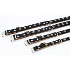 Collar De Cuero Heim Edelweiß Color Negro / Natural Para Perros -Gatos Perros Suministros Tienda 298196 298197 297015 298296 heim halsband edelwei hs 08 3