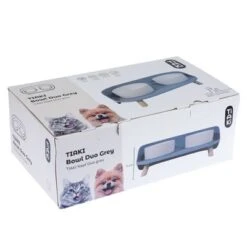 TIAKI Comedero Doble De Cerámica Para Mascotas -Gatos Perros Suministros Tienda 302496 tiaki napf duo grau fg 6139 1