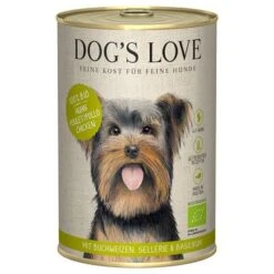 Dog´s Love Bio 6 X 400 G Comida Húmeda Ecológica Para Perros -Gatos Perros Suministros Tienda 381302 pla dogslove bio huhn 400g hs 01 8