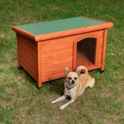 Caseta De Madera Woody Con Puerta Para Perros -Gatos Perros Suministros Tienda 55517 woody flachdach outside fg 9073 9