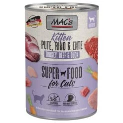 MAC's 6 X 400 G En Latas Para Gatos -Gatos Perros Suministros Tienda 69649 pla macs katzenfutter kitten pute rind ente 400g hs 01 8