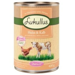 Lukullus Junior - Pack De Prueba Mixto -Gatos Perros Suministros Tienda lk 400g junior kalbhuhn 1000x1000 0 1