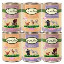 Lukullus Junior - Pack De Prueba Mixto -Gatos Perros Suministros Tienda pla junior 6x400g 3